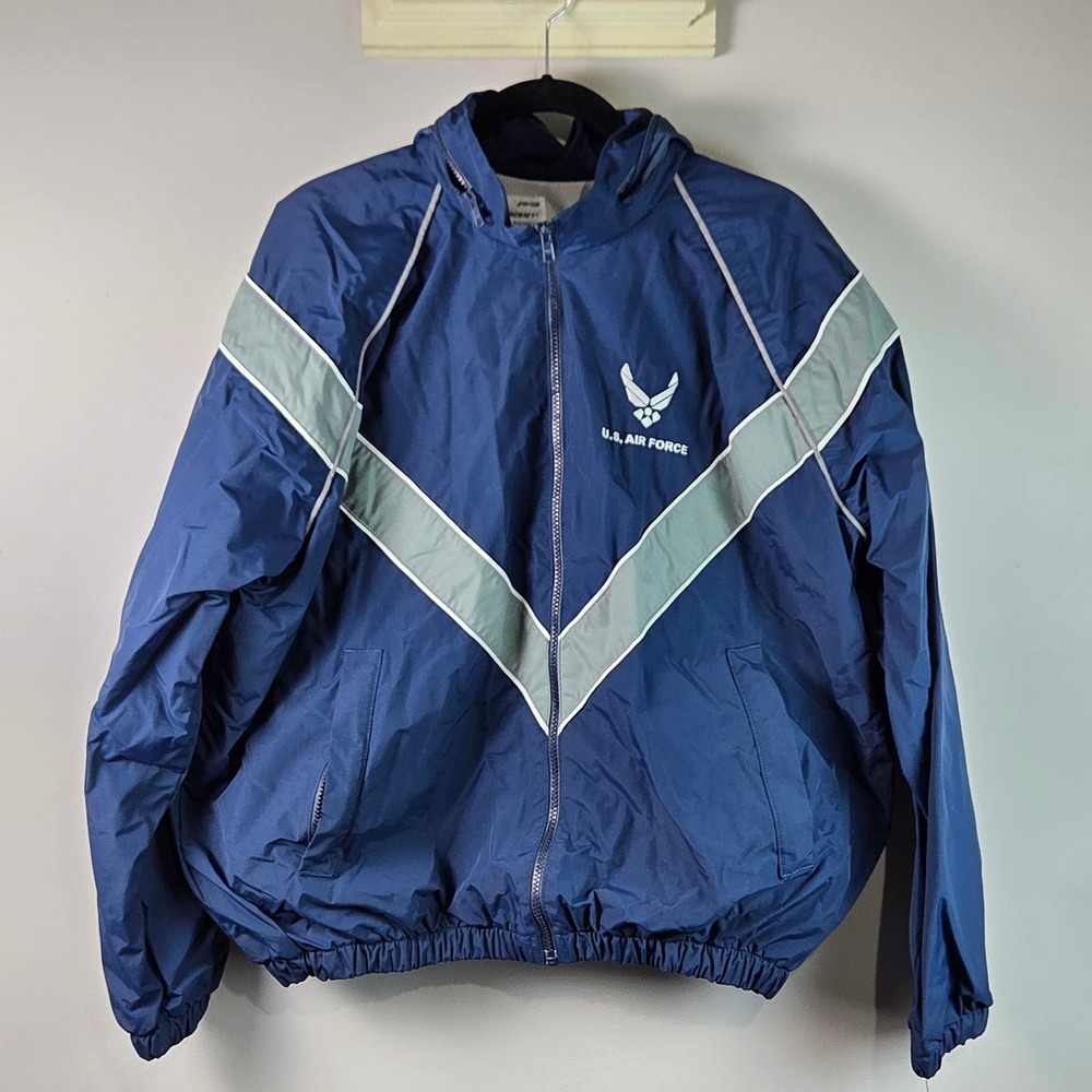 Skilcraft US Air Force PT Jacket Mens XL Blue Excellent Reflective Windbreaker